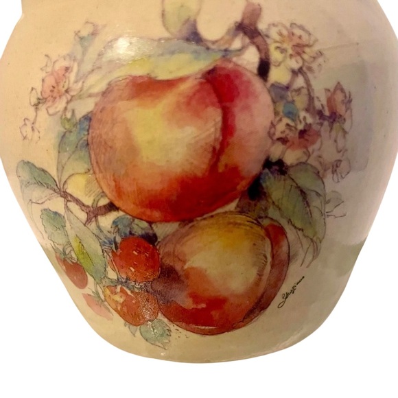 Crock Handmade in USA by Casey Pottery of Marshall, TX Fruit Motif Artist Signed - Picture 5 of 8